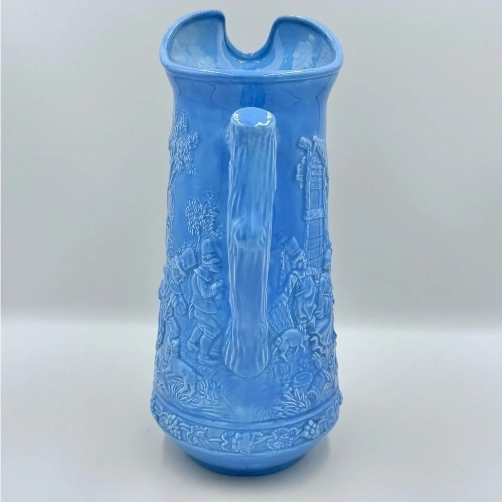 Vintage Blue Pilgrim Scenery Embossed Water Pitcher
